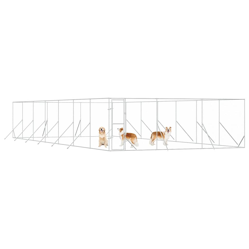 vidaXL Outdoor Dog Kennel Silver 6x14x2 m Galvanised Steel 4
