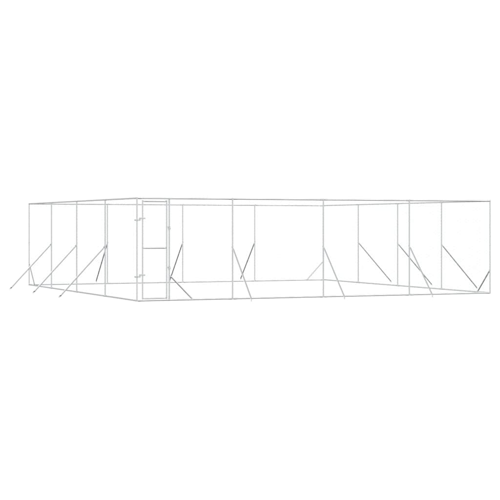 vidaXL Outdoor Dog Kennel Silver 8x8x2 m Galvanised Steel 2