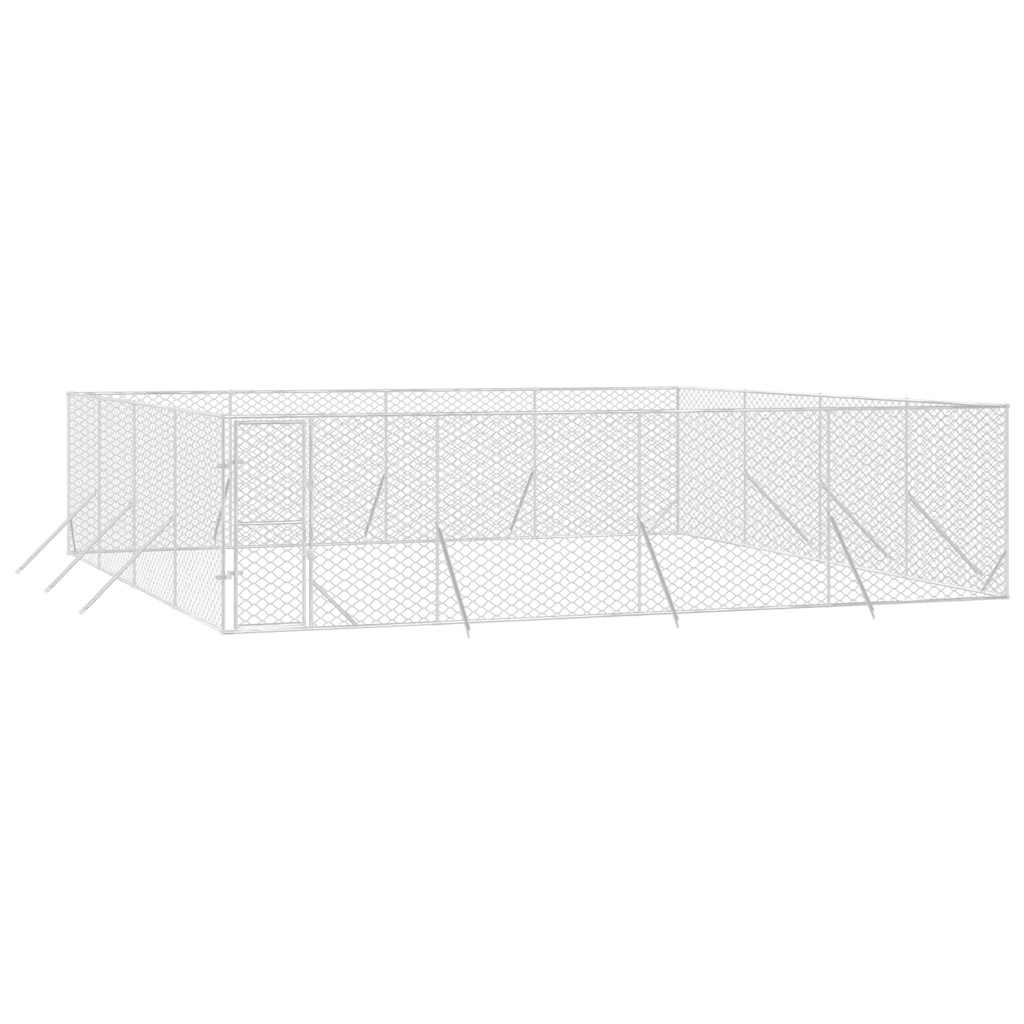vidaXL Outdoor Dog Kennel Silver 8x8x2 m Galvanised Steel 3