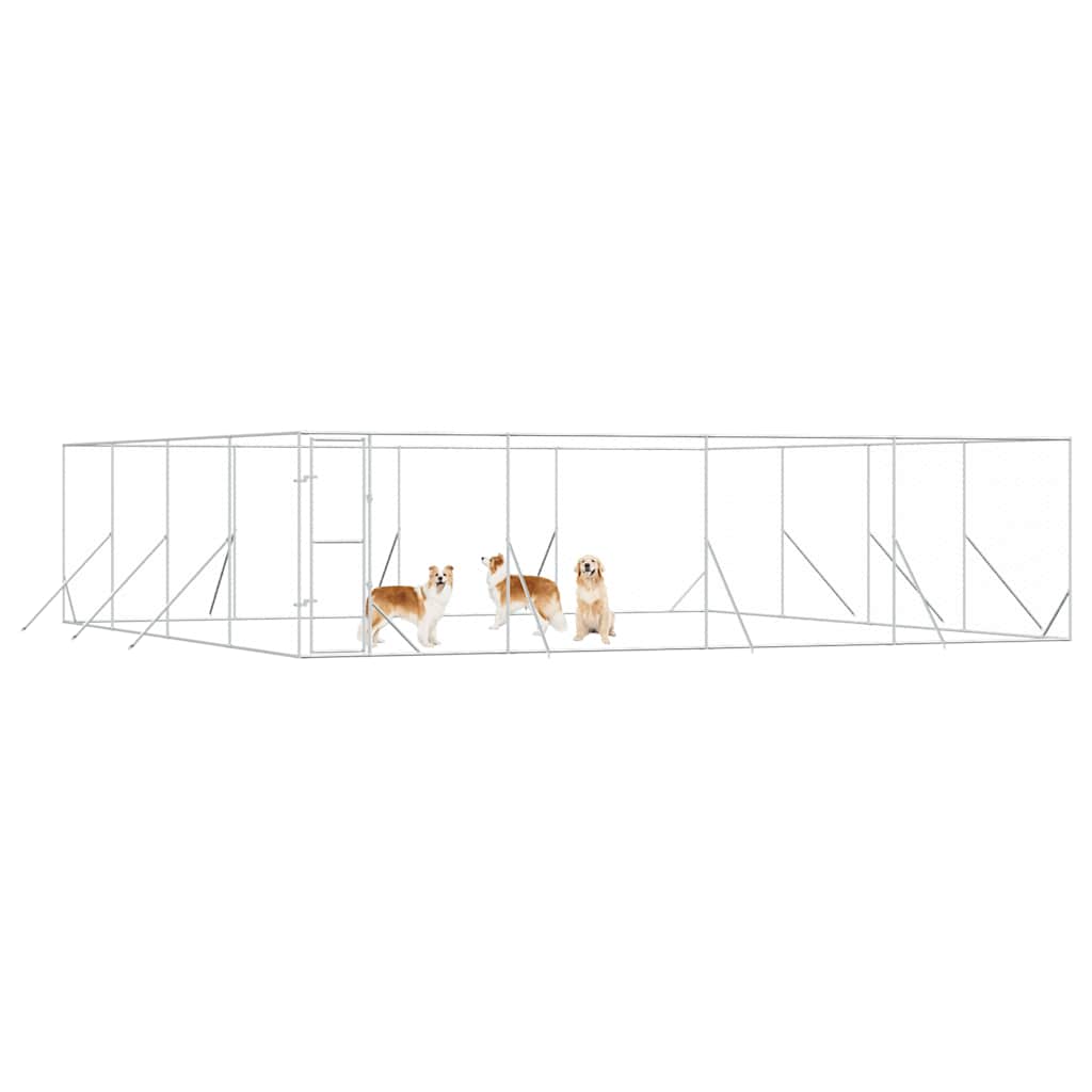 vidaXL Outdoor Dog Kennel Silver 8x8x2 m Galvanised Steel 4