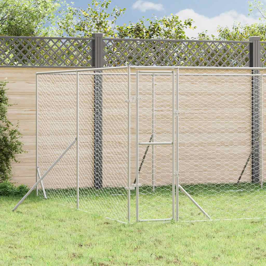 vidaXL Outdoor Dog Kennel Silver 8x8x2 m Galvanised Steel 1