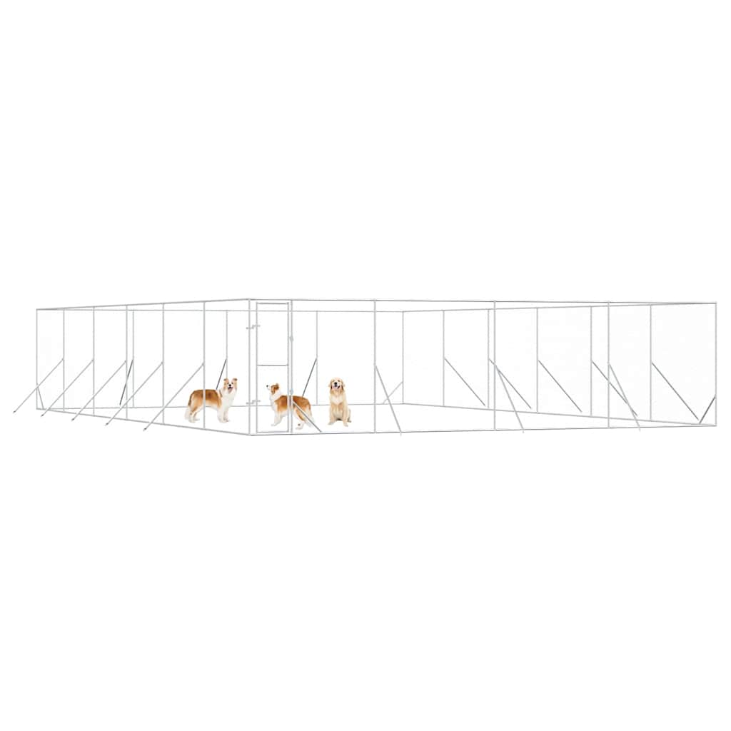 vidaXL Outdoor Dog Kennel Silver 8x12x2 m Galvanised Steel 4