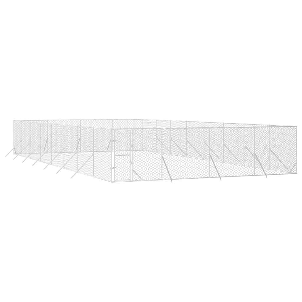 vidaXL Outdoor Dog Kennel Silver 8x16x2 m Galvanised Steel 3