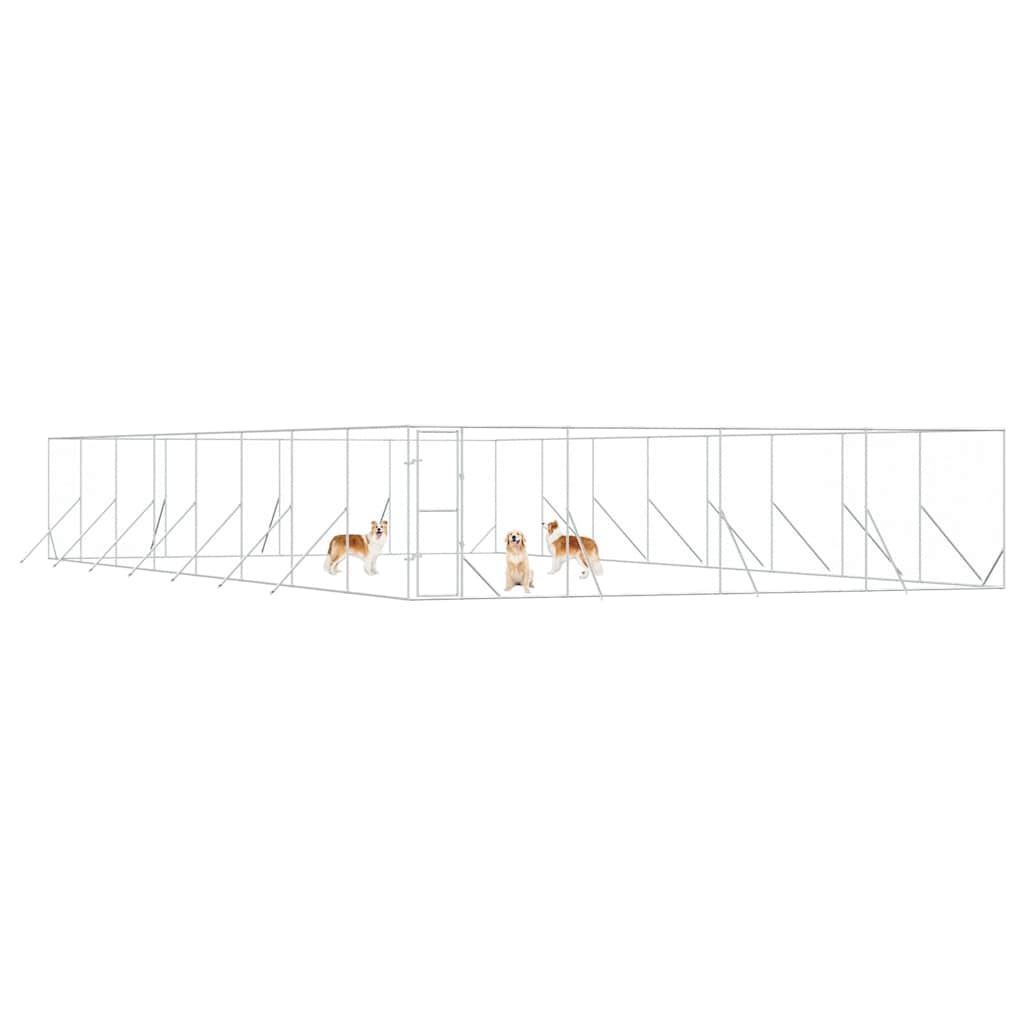 vidaXL Outdoor Dog Kennel Silver 8x16x2 m Galvanised Steel 4