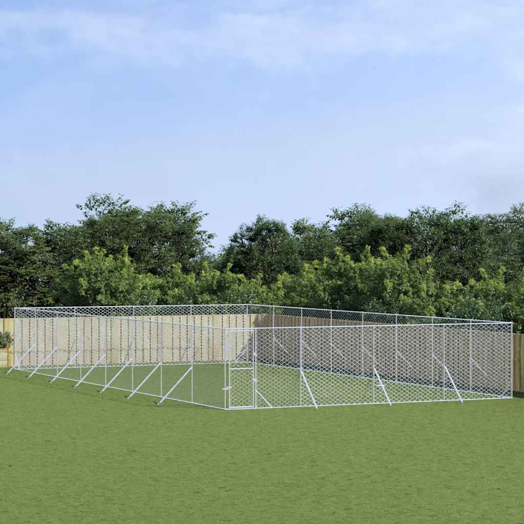vidaXL Outdoor Dog Kennel Silver 8x16x2 m Galvanised Steel 1