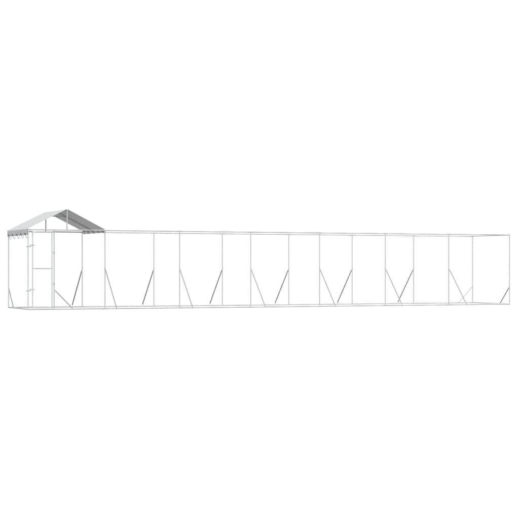 vidaXL Outdoor Dog Kennel with Roof Silver 14x2x2.5 m Galvanised Steel 2