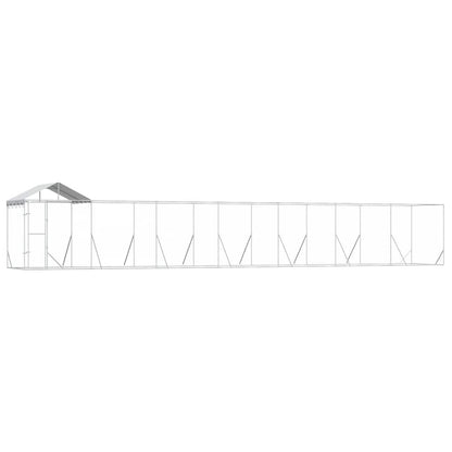 vidaXL Outdoor Dog Kennel with Roof Silver 14x2x2.5 m Galvanised Steel 2