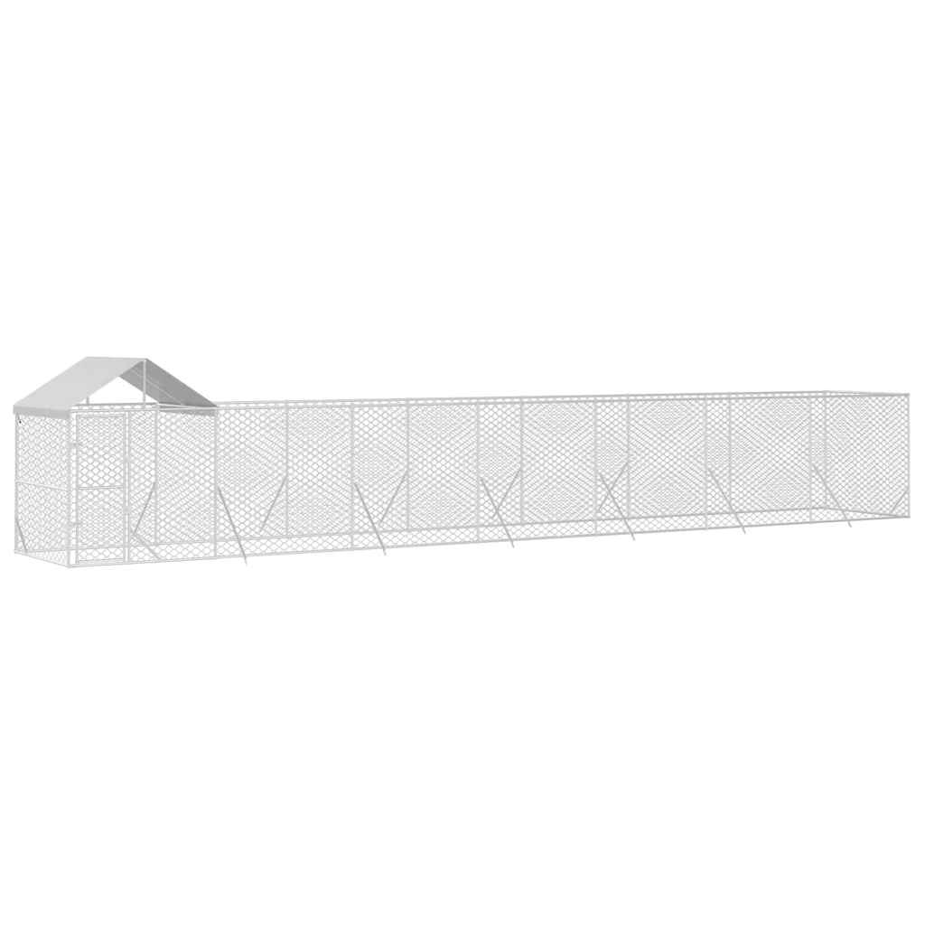 vidaXL Outdoor Dog Kennel with Roof Silver 14x2x2.5 m Galvanised Steel 3