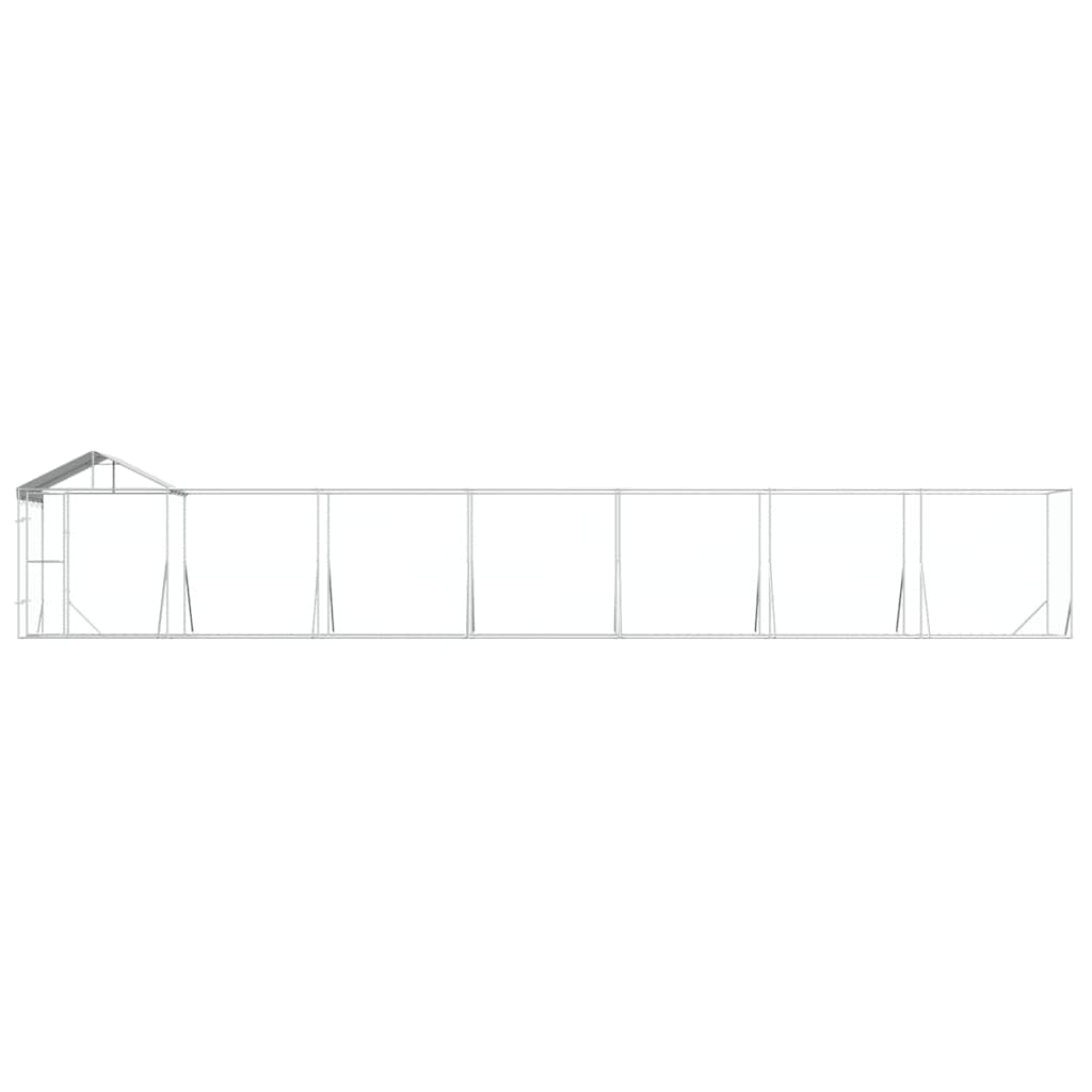 vidaXL Outdoor Dog Kennel with Roof Silver 14x2x2.5 m Galvanised Steel 5