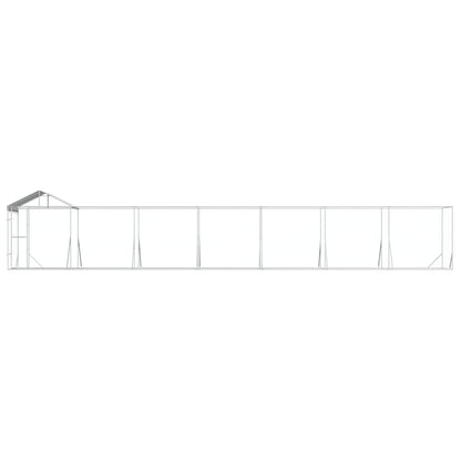 vidaXL Outdoor Dog Kennel with Roof Silver 14x2x2.5 m Galvanised Steel 5