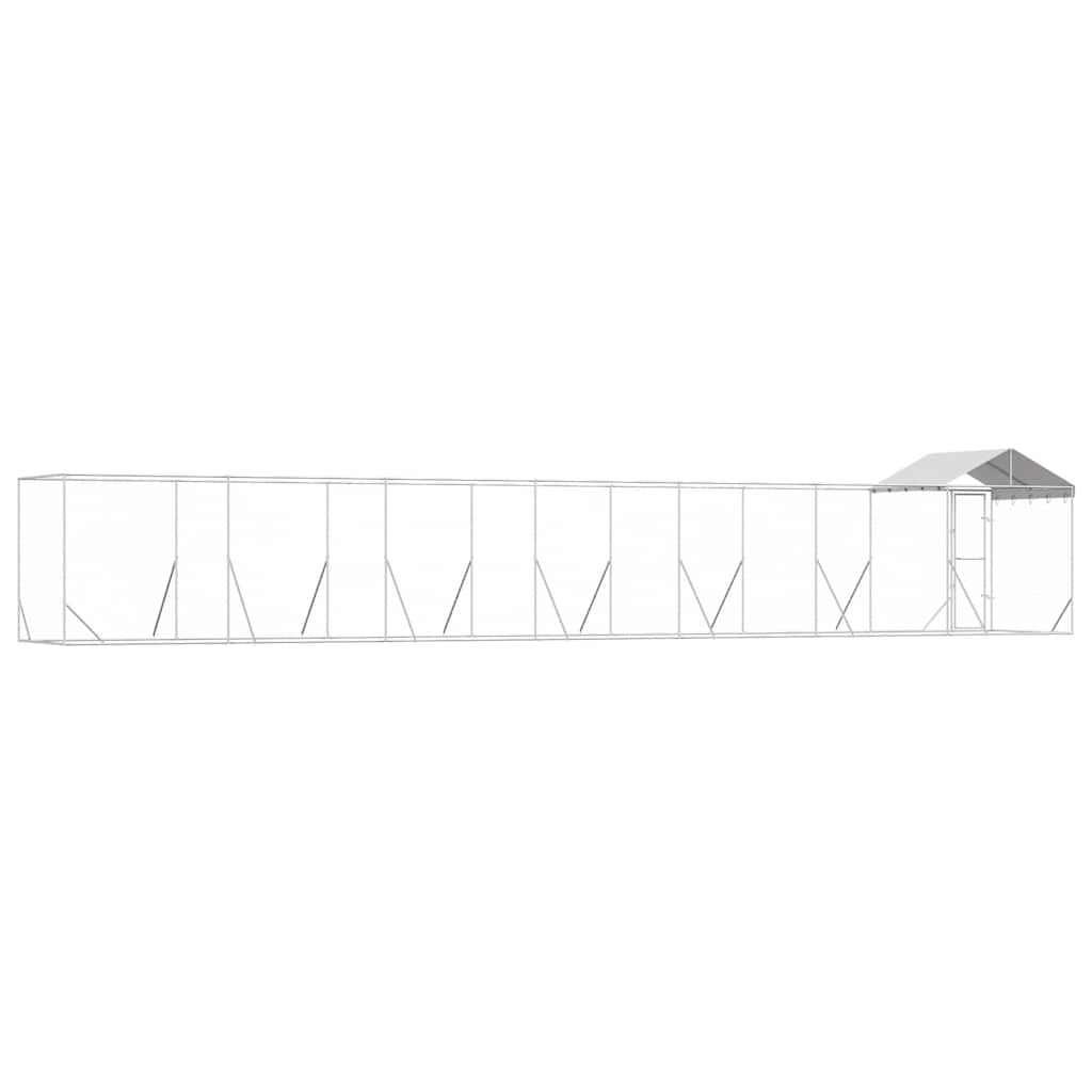 Outdoor Dog Kennel with Roof Silver 2x2x2,5 m Galvanised Steel 14 x 2 x 2.5 m