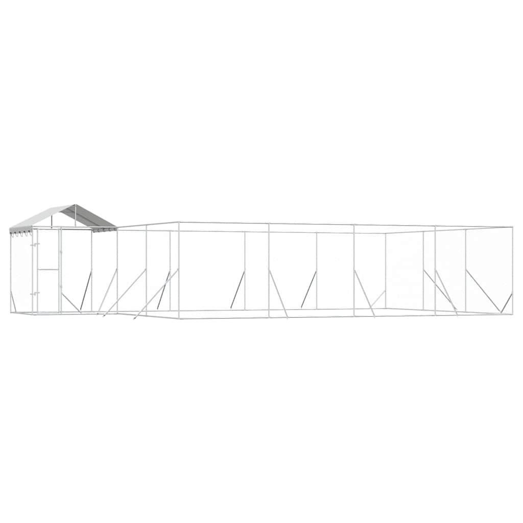 vidaXL Outdoor Dog Kennel with Roof Silver 10x6x2.5 m Galvanised Steel 2