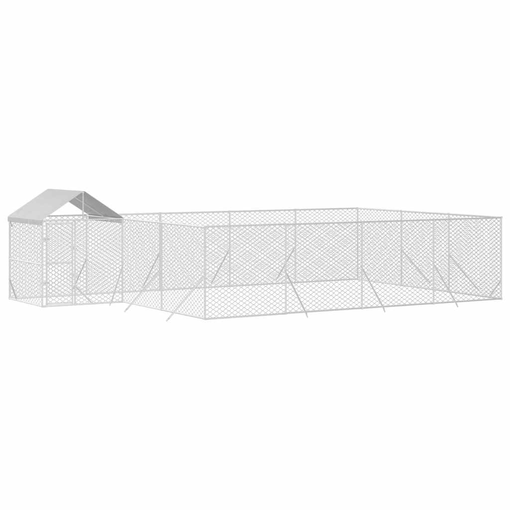 vidaXL Outdoor Dog Kennel with Roof Silver 10x6x2.5 m Galvanised Steel 3