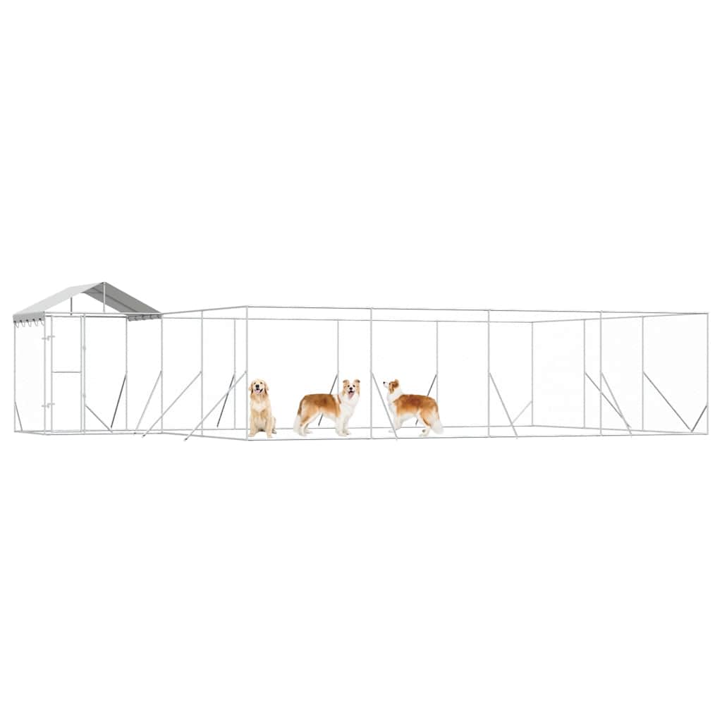 vidaXL Outdoor Dog Kennel with Roof Silver 10x6x2.5 m Galvanised Steel 4