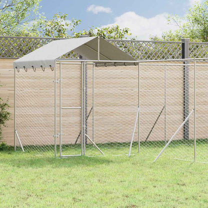vidaXL Outdoor Dog Kennel with Roof Silver 10x6x2.5 m Galvanised Steel 1