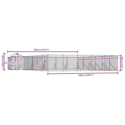 vidaXL Outdoor Dog Kennel with Roof Silver 12x12x2.5m Galvanised Steel 4