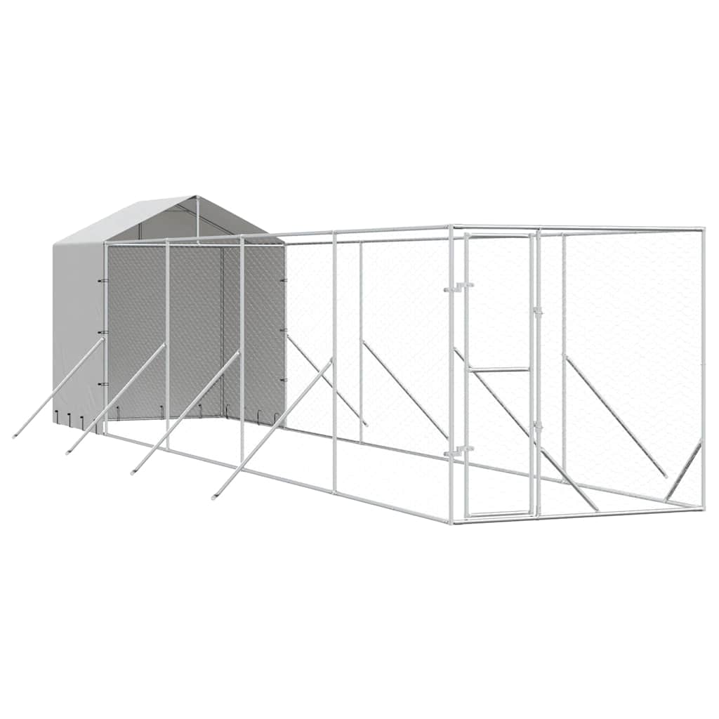 vidaXL Outdoor Dog Kennel with Roof Silver 2x10x2,5 m Galvanised Steel 2