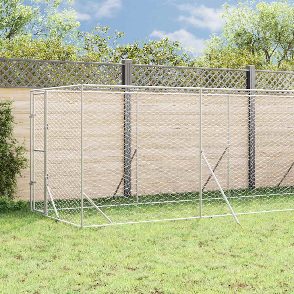 vidaXL Outdoor Dog Kennel with Roof Silver 2x10x2,5 m Galvanised Steel 3