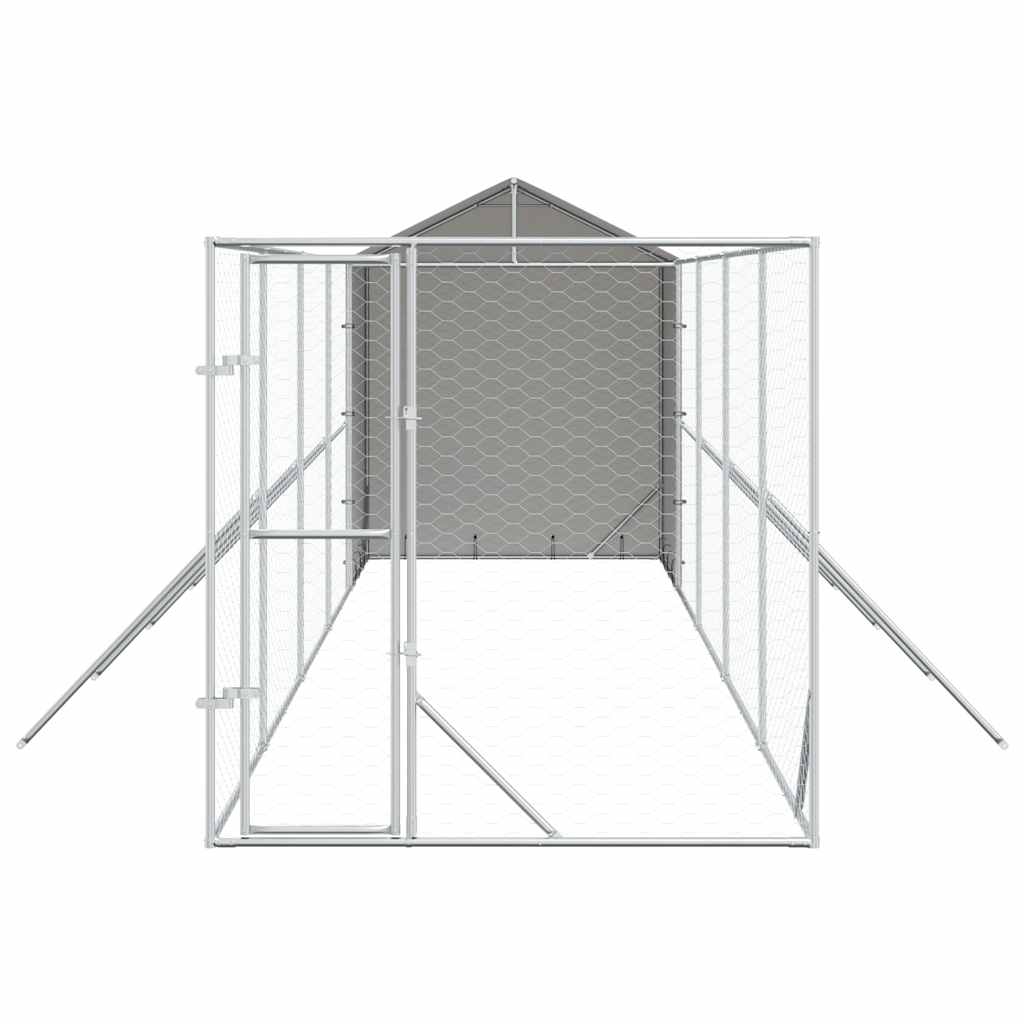 vidaXL Outdoor Dog Kennel with Roof Silver 2x10x2,5 m Galvanised Steel 5