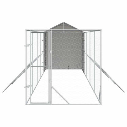 vidaXL Outdoor Dog Kennel with Roof Silver 2x10x2,5 m Galvanised Steel 5