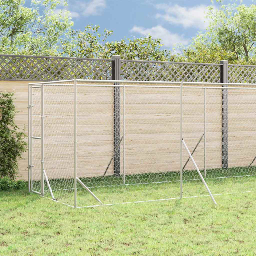 vidaXL Outdoor Dog Kennel with Roof Silver 2x14x2,5 m Galvanised Steel 3