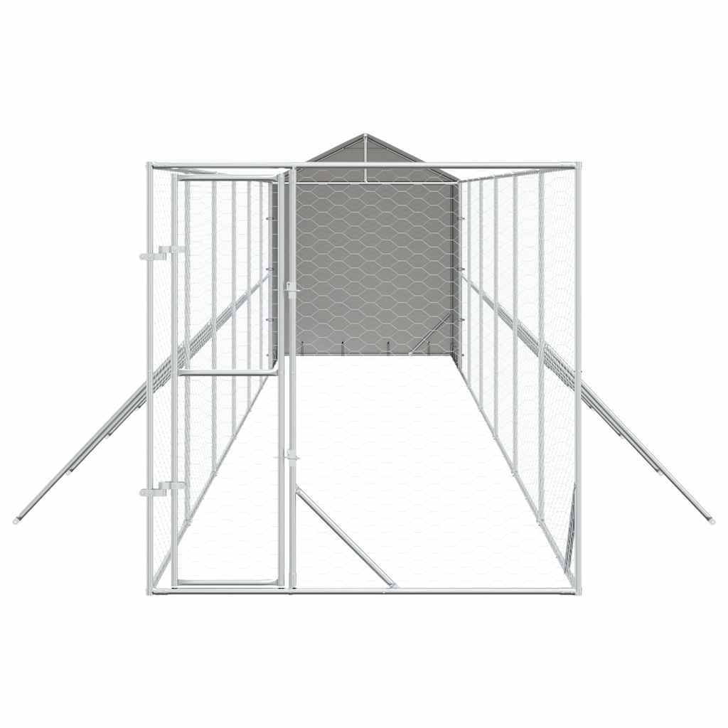 vidaXL Outdoor Dog Kennel with Roof Silver 2x14x2,5 m Galvanised Steel 5