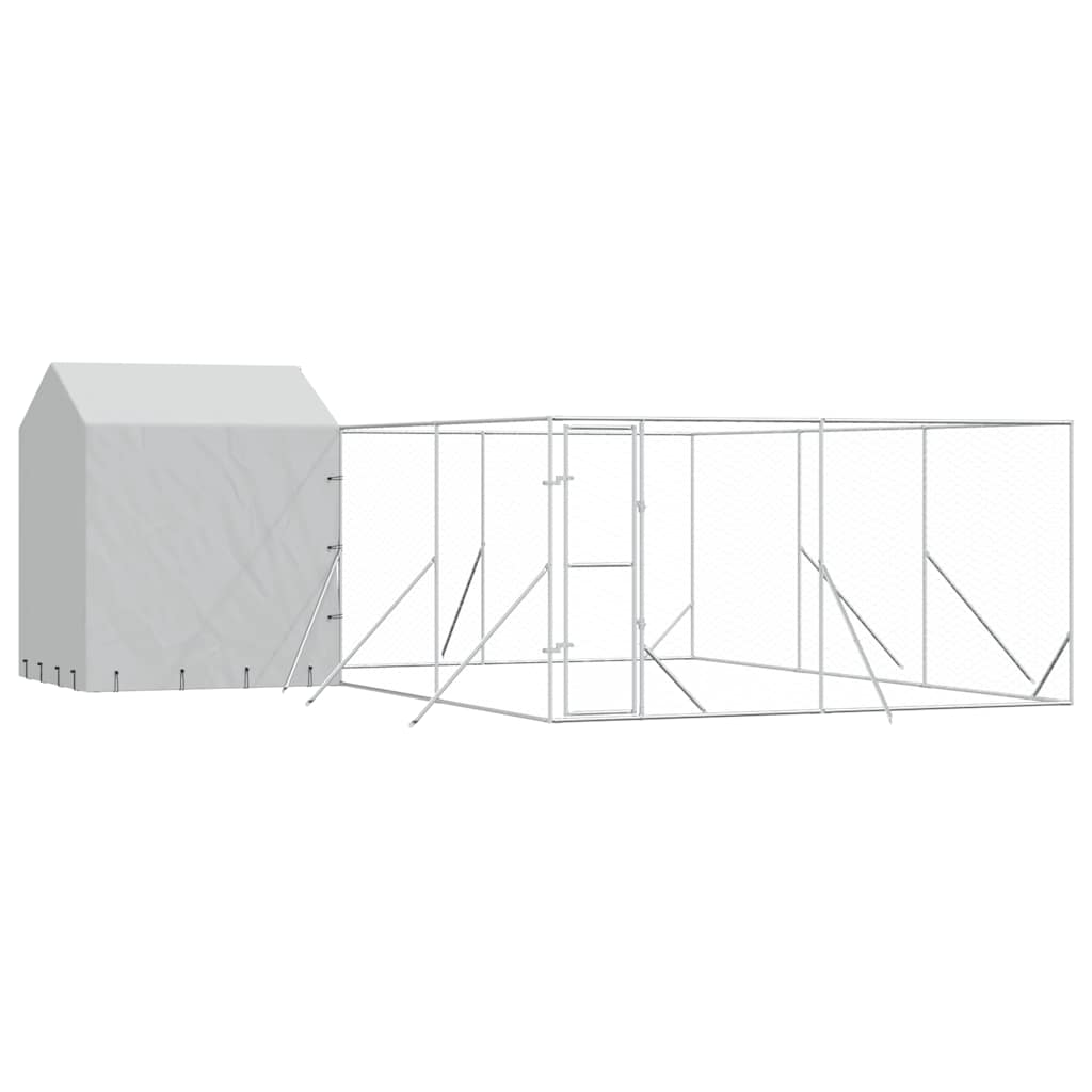 vidaXL Outdoor Dog Kennel with Roof Silver 6x6x2,5 m Galvanised Steel 2