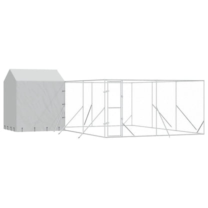 vidaXL Outdoor Dog Kennel with Roof Silver 6x6x2,5 m Galvanised Steel 2