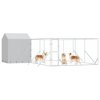 vidaXL Outdoor Dog Kennel with Roof Silver 6x6x2,5 m Galvanised Steel 3