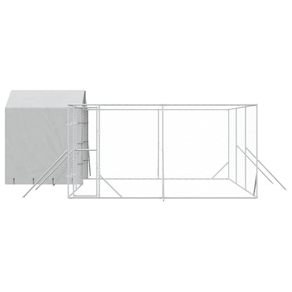vidaXL Outdoor Dog Kennel with Roof Silver 6x6x2,5 m Galvanised Steel 4