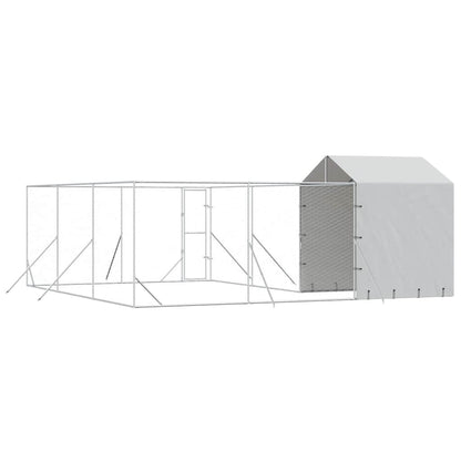 vidaXL Outdoor Dog Kennel with Roof Silver 6x6x2,5 m Galvanised Steel 6