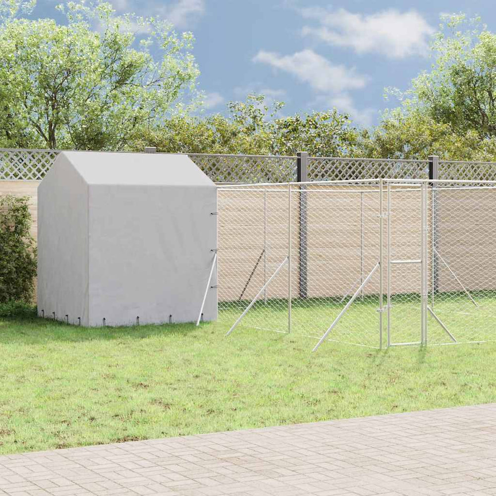 vidaXL Outdoor Dog Kennel with Roof Silver 6x6x2,5 m Galvanised Steel