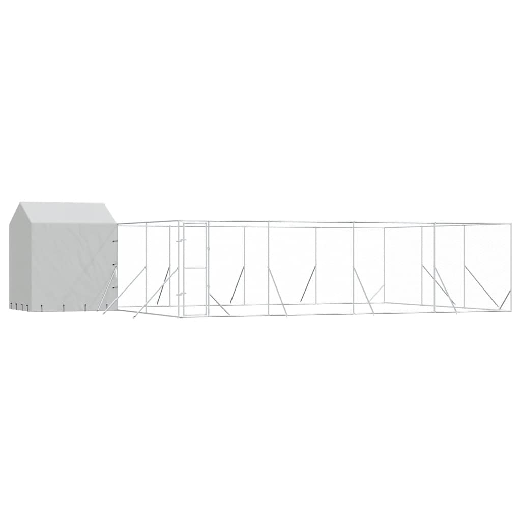 vidaXL Outdoor Dog Kennel with Roof Silver 10x6x2,5 m Galvanised Steel 2