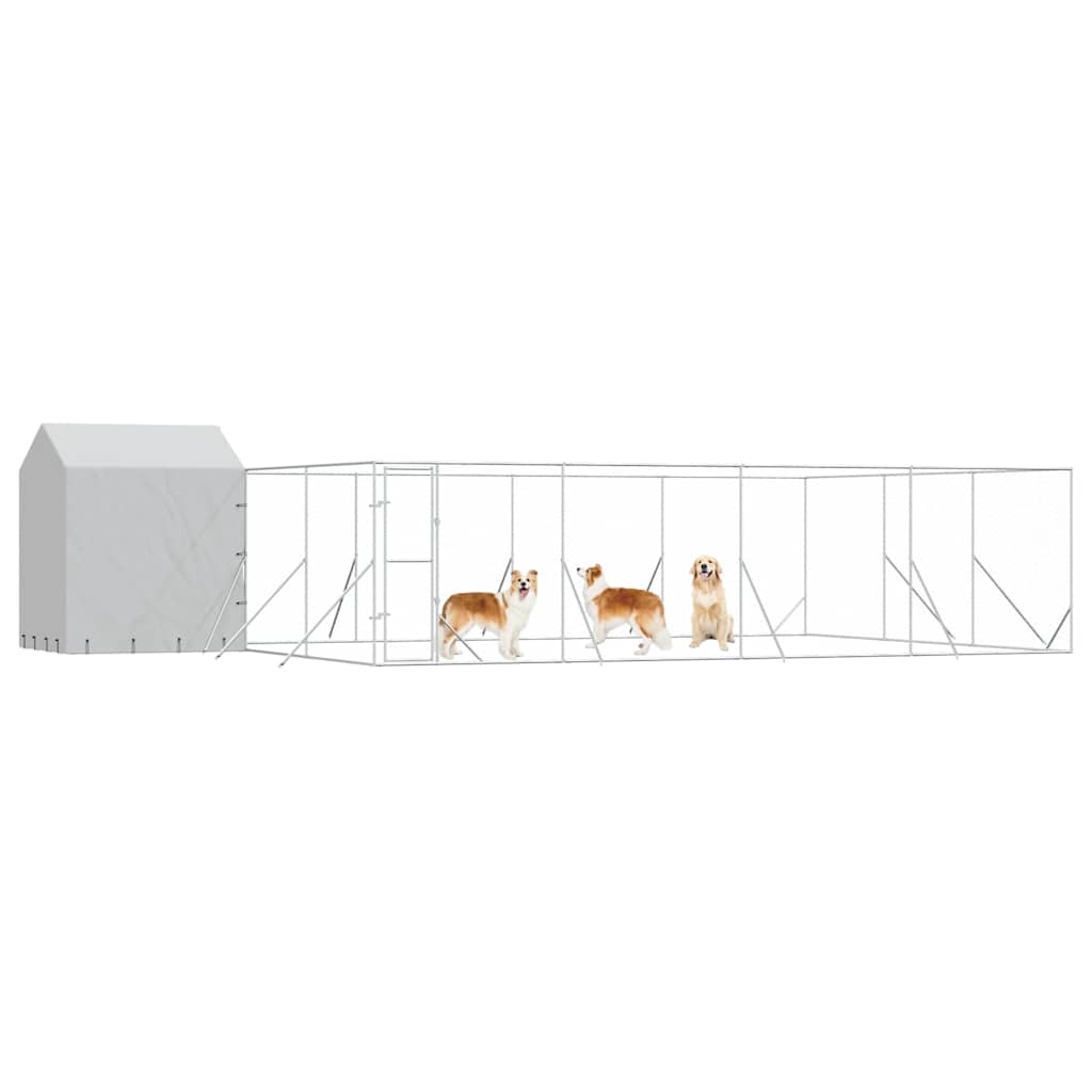 vidaXL Outdoor Dog Kennel with Roof Silver 10x6x2,5 m Galvanised Steel 3