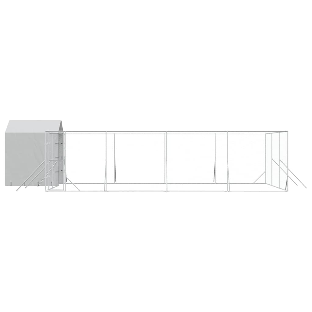 vidaXL Outdoor Dog Kennel with Roof Silver 10x6x2,5 m Galvanised Steel 4
