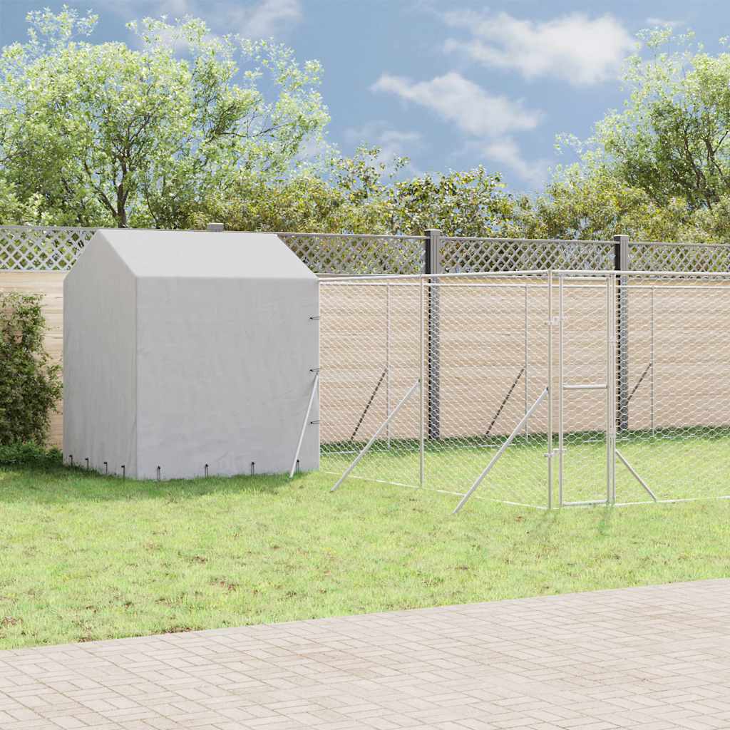 vidaXL Outdoor Dog Kennel with Roof Silver 10x6x2,5 m Galvanised Steel 1