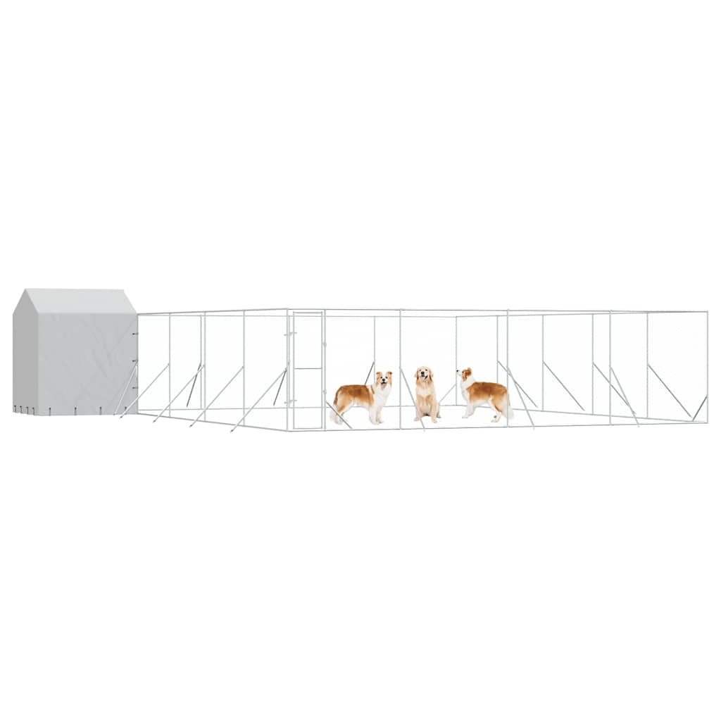 vidaXL Outdoor Dog Kennel with Roof Silver 10x10x2.5m Galvanised Steel 3