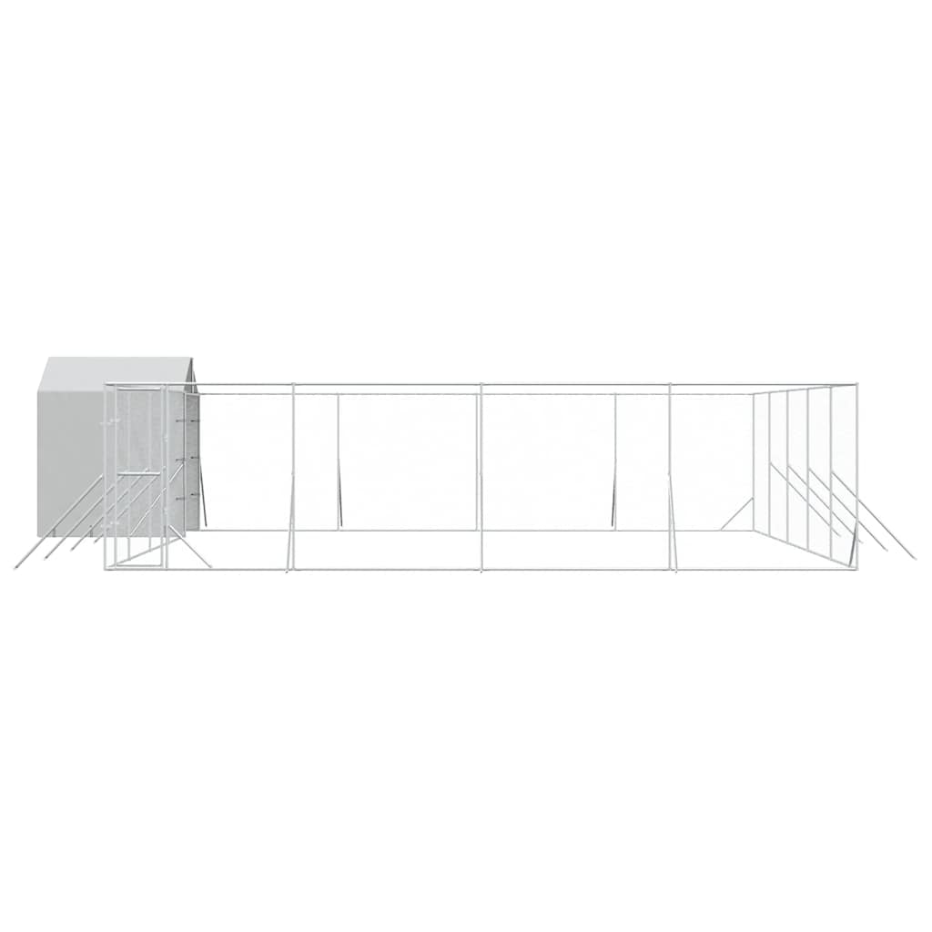 vidaXL Outdoor Dog Kennel with Roof Silver 10x10x2.5m Galvanised Steel 4