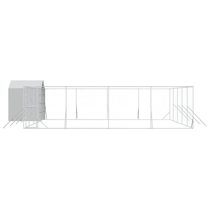 vidaXL Outdoor Dog Kennel with Roof Silver 10x10x2.5m Galvanised Steel 4