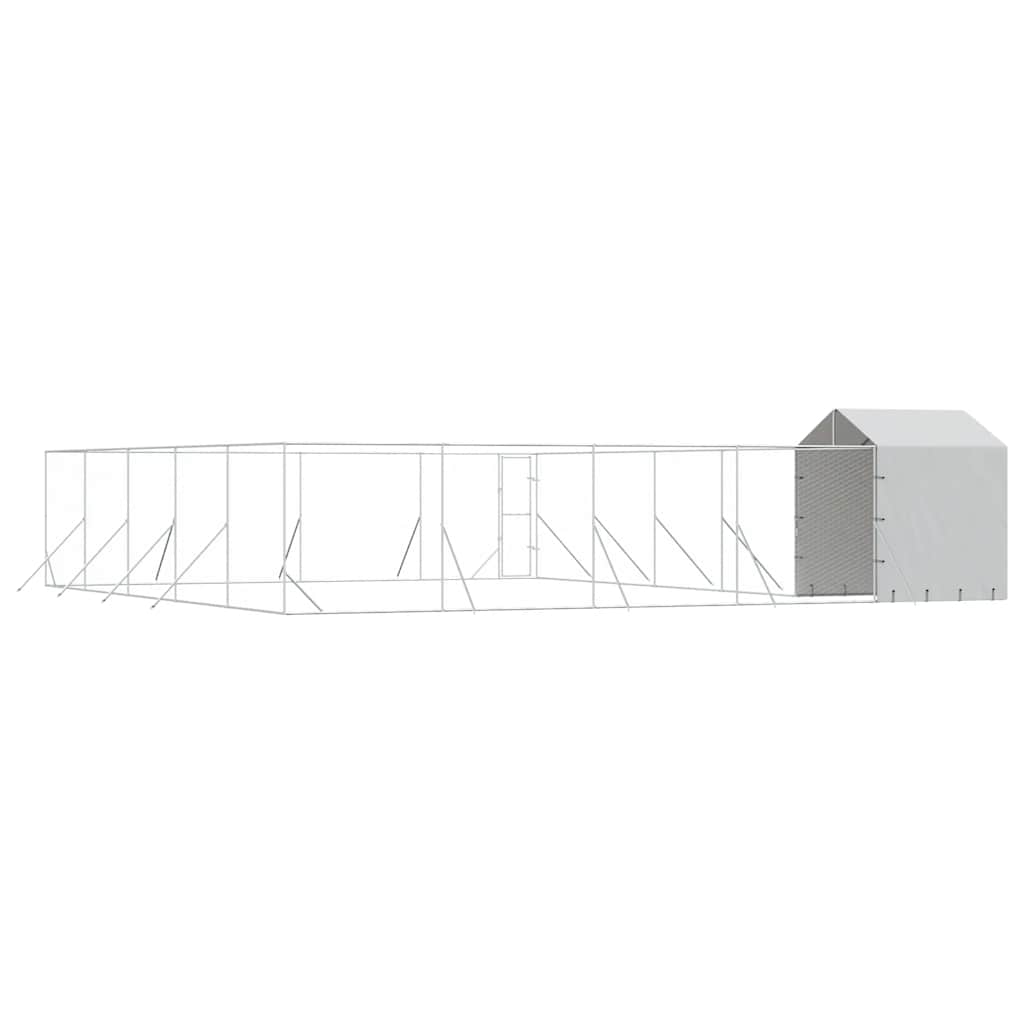 vidaXL Outdoor Dog Kennel with Roof Silver 10x10x2.5m Galvanised Steel 6