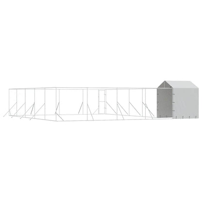 vidaXL Outdoor Dog Kennel with Roof Silver 10x10x2.5m Galvanised Steel 6
