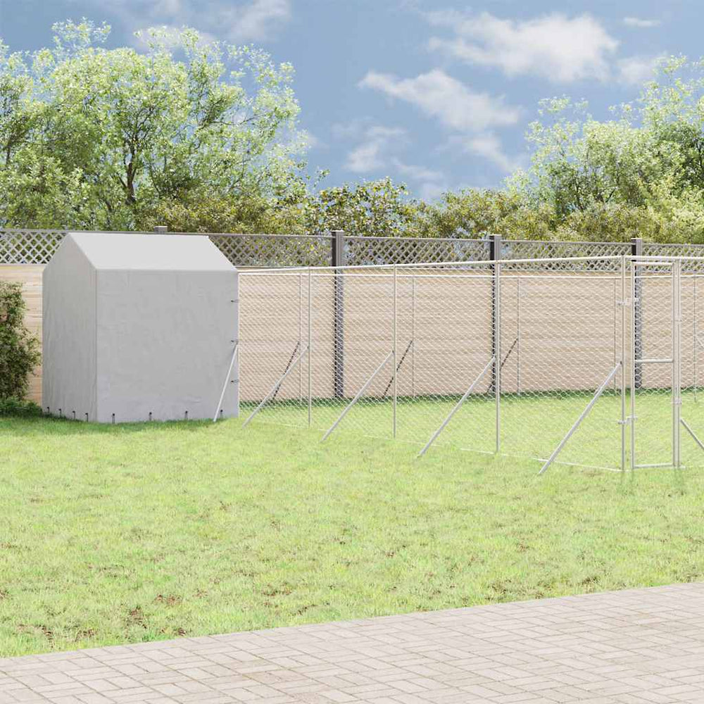 vidaXL Outdoor Dog Kennel with Roof Silver 10x10x2.5m Galvanised Steel