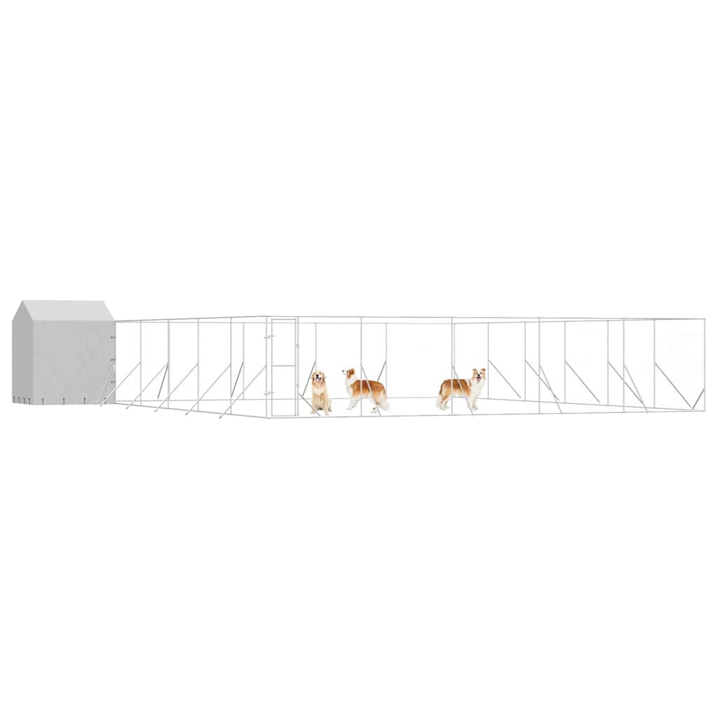 vidaXL Outdoor Dog Kennel with Roof Silver 12x12x2.5m Galvanised Steel 3