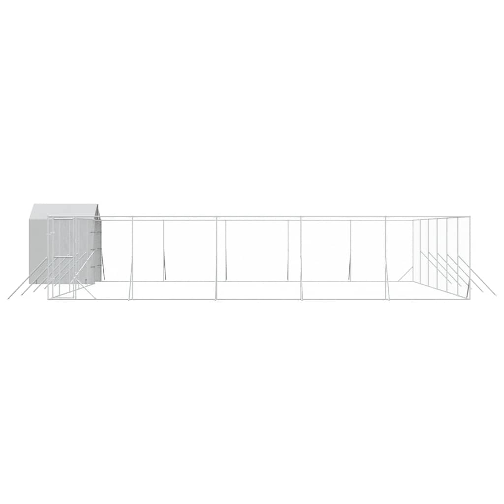vidaXL Outdoor Dog Kennel with Roof Silver 12x12x2.5m Galvanised Steel 4