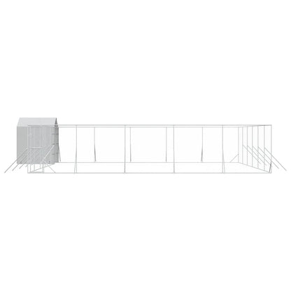 vidaXL Outdoor Dog Kennel with Roof Silver 12x12x2.5m Galvanised Steel 4