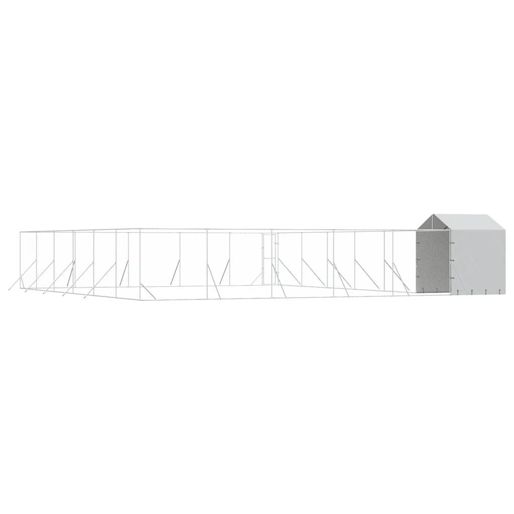 vidaXL Outdoor Dog Kennel with Roof Silver 12x12x2.5m Galvanised Steel 6
