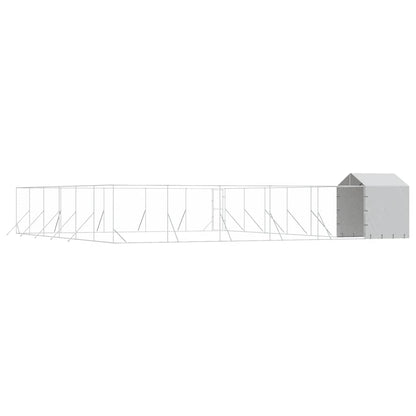 vidaXL Outdoor Dog Kennel with Roof Silver 12x12x2.5m Galvanised Steel 6