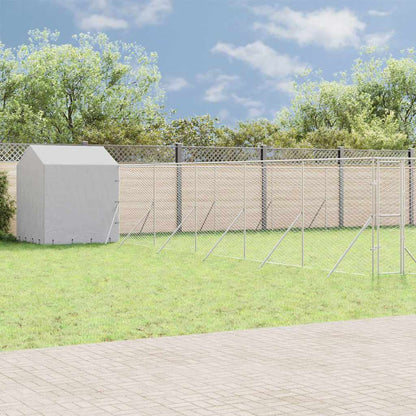 vidaXL Outdoor Dog Kennel with Roof Silver 12x12x2.5m Galvanised Steel 1