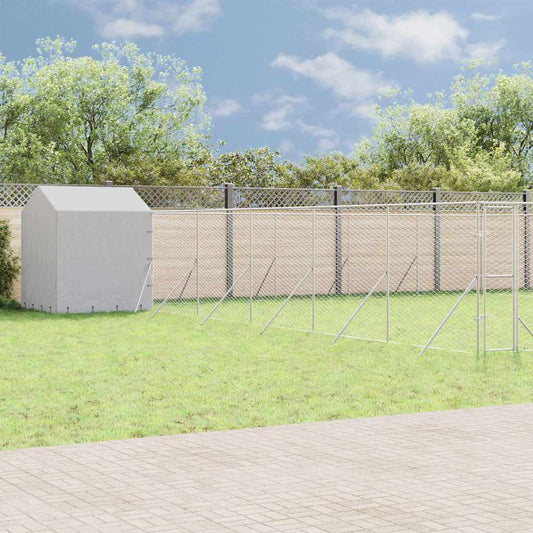 vidaXL Outdoor Dog Kennel with Roof Silver 12x12x2.5m Galvanised Steel 1