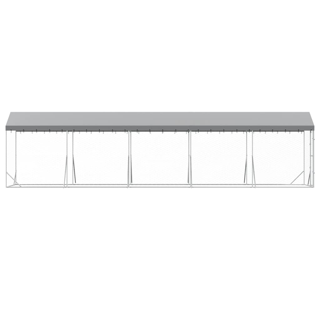 vidaXL Outdoor Dog Kennel with Roof Silver 2x10x2.5 m Galvanised Steel 5